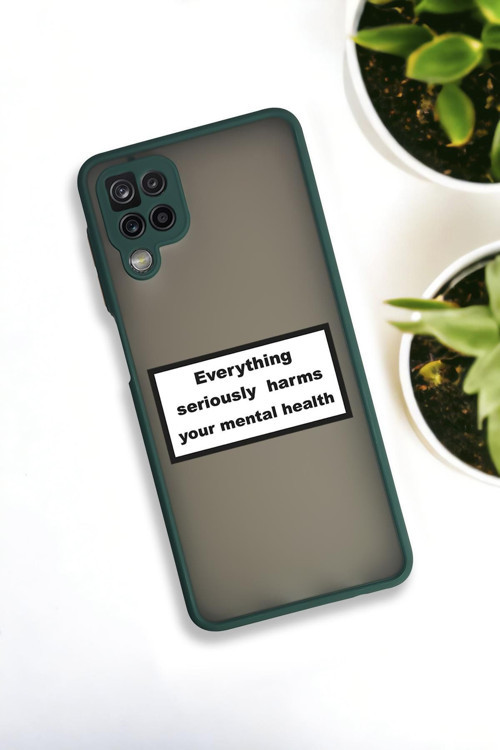Samsung Galaxy A12 Uyumlu Everything Desenli Buzlu Şeffaf Lüx Telefon Kılıfı