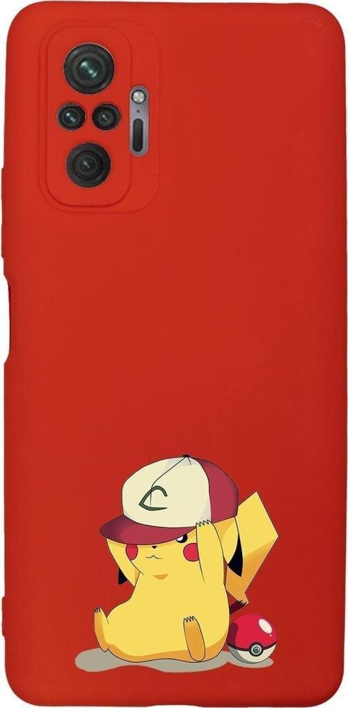Xiaomi Redmi Note 10 Pro Max Uyumlu Şapkalı Pikaçu Desenli Premium Silikonlu Lansman Telefon Kılıfı