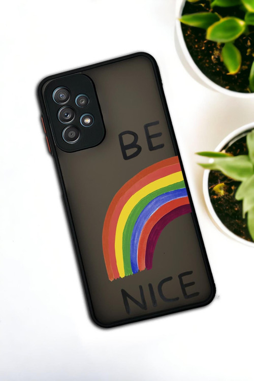 Samsung Galaxy A23 Uyumlu Be Nice Desenli Buzlu Şeffaf Lüx Telefon Kılıfı