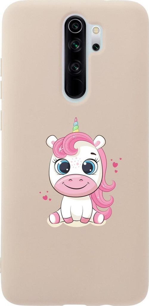 Xiaomi Redmi Note 8 Pro Pembe Unicorn Premium Silikonlu Pembe Telefon Kılıfı