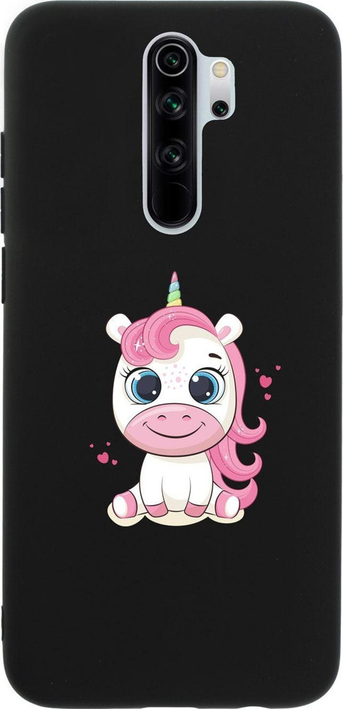 Xiaomi Redmi Note 8 Pro Pembe Unicorn Premium Silikonlu Siyah Telefon Kılıfı