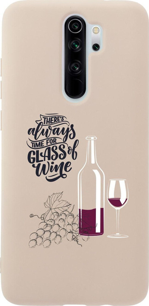 Xiaomi Redmi Note 8 Pro Uyumlu Wine And Grape Premium Silikonlu Pembe Telefon Kılıfı