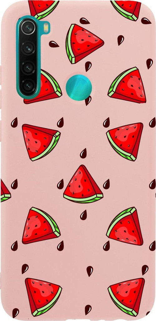 Xiaomi Redmi Note 8 Karpuz Dilimleri Premium Silikonlu Pembe Telefon Kılıfı