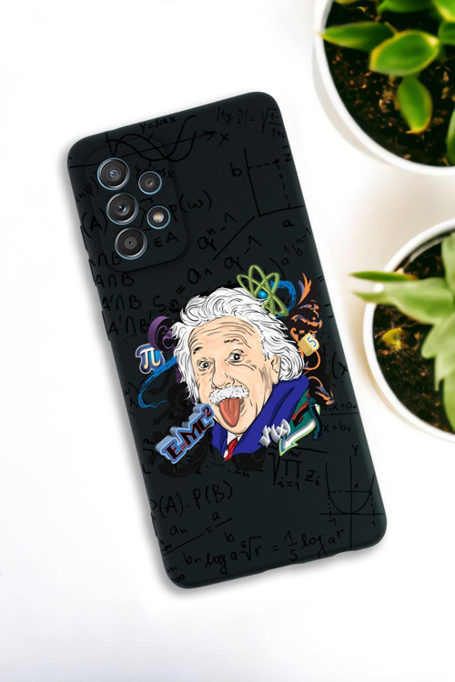 Samsung Galaxy A33 Uyumlu Einstein Desenli Premium Silikonlu Lansman Telefon Kılıfı