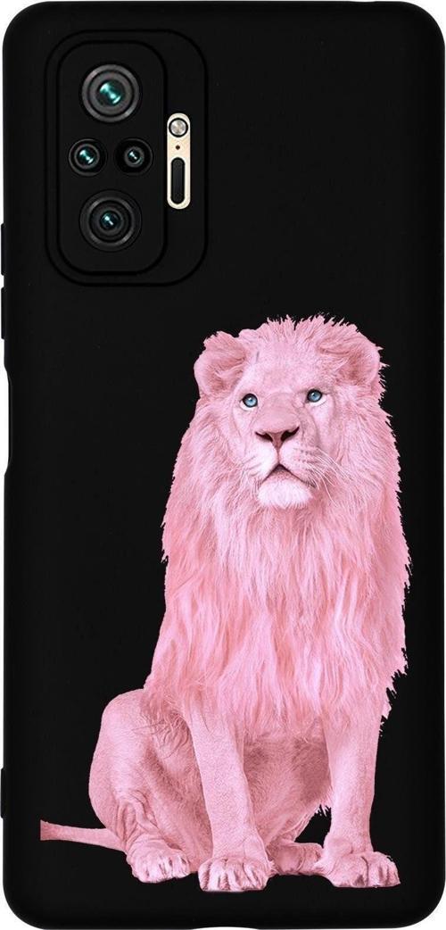 Redmi Note 10 Pro Max Pembe Aslan Desenli Premium Silikonlu Telefon Kılıfı