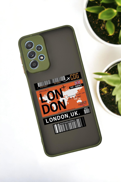 Samsung Galaxy A23 Uyumlu London Yaprak Desenli Buzlu Şeffaf Lüx Telefon Kılıfı