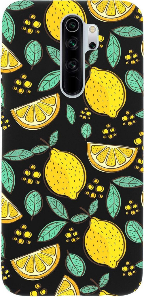 Xiaomi Redmi Note 8 Pro Limon Desenli Premium Silikonlu Siyah Telefon Kılıfı