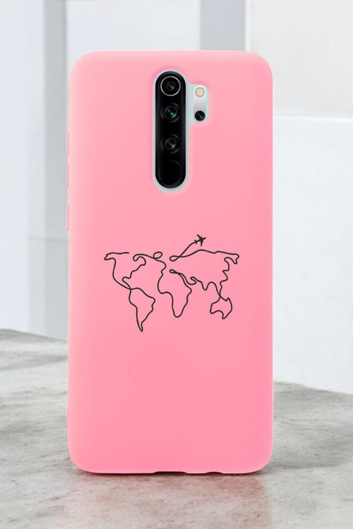 Xiaomi Redmi Note 8 Pro Uyumlu Dünya Harita Rota Desenli Premium Silikonlu Lansman Telefon Kılıfı