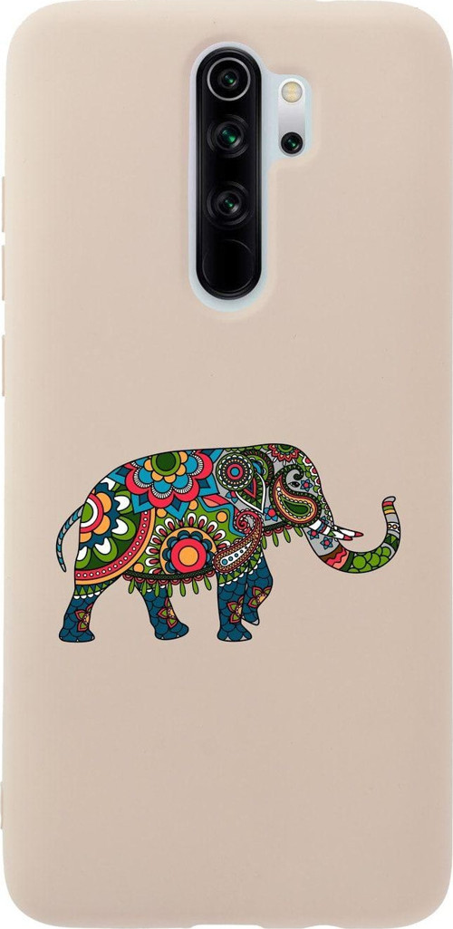 Xiaomi Redmi Note 8 Pro Mandala Fil Desenli Premium Silikonlu Pembe Telefon Kılıfı