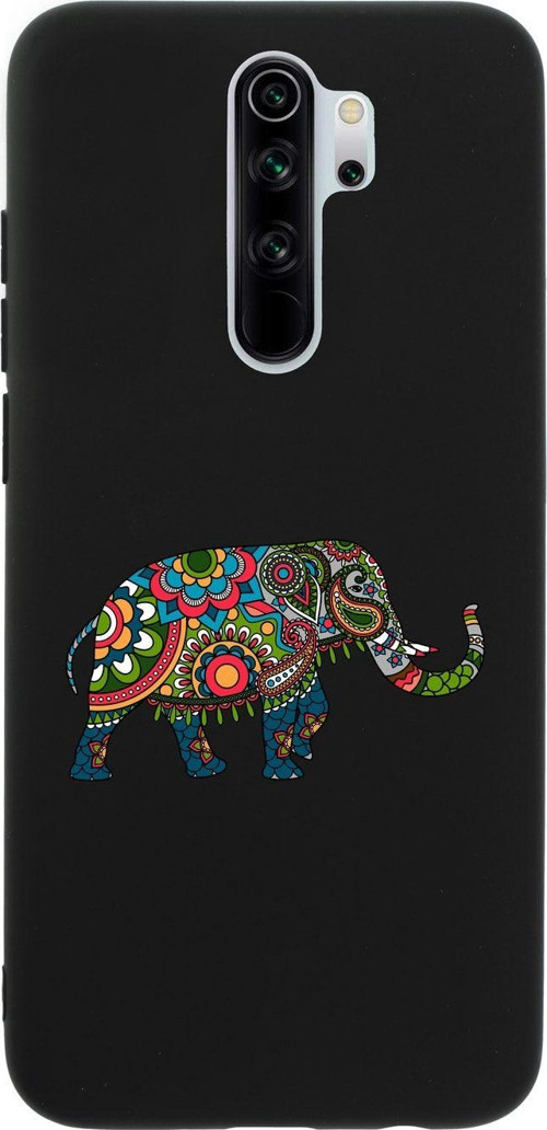 Xiaomi Redmi Note 8 Pro Mandala Fil Desenli Premium Silikonlu Siyah Telefon Kılıfı