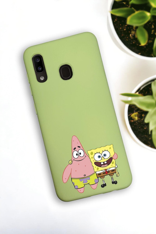 Samsung Galaxy A30 Uyumlu Sünger Bob Ve Patrick Star Desenli Premium Silikonlu Lansman Telefon Kılıf