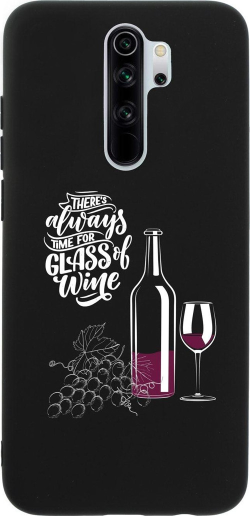 Xiaomi Redmi Note 8 Pro Wine And Grape Premium Silikonlu Siyah Telefon Kılıfı