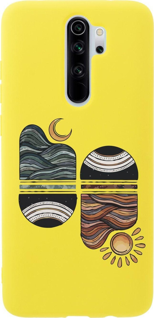 Xiaomi Redmi Note 8 Pro Uyumlu Sunset Wave Premium Silikonlu Sarı Telefon Kılıfı