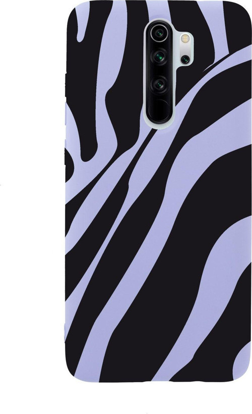 Xiaomi Redmi Note 8 Pro Zebra Desenli Premium Silikonlu Lila Telefon Kılıfı