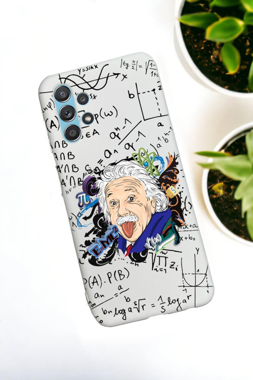 Samsung Galaxy A13 Uyumlu Einstein Desenli Premium Silikonlu Lansman Telefon Kılıfı