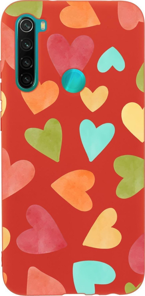 Xiaomi Redmi Note 8 Uyumlu Renkli Kalpler Desenli Premium Silikonlu Telefon Kılıfı