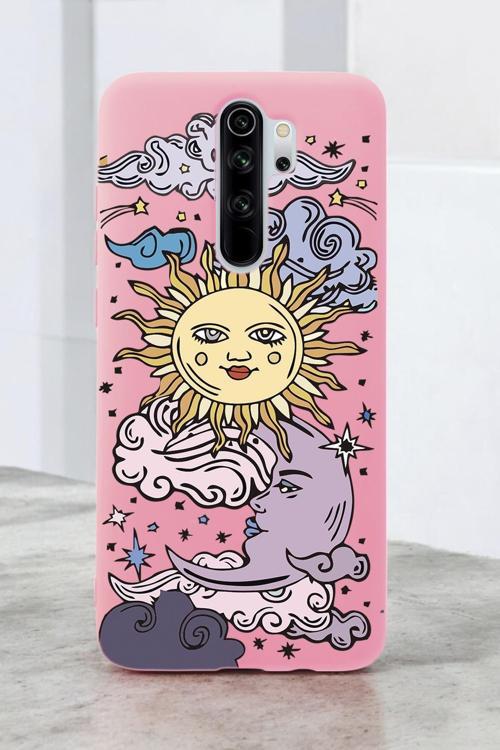 Xiaomi Redmi Note 8 Pro Uyumlu Güneş Ay Desenli Premium Silikonlu Lansman Telefon Kılıfı