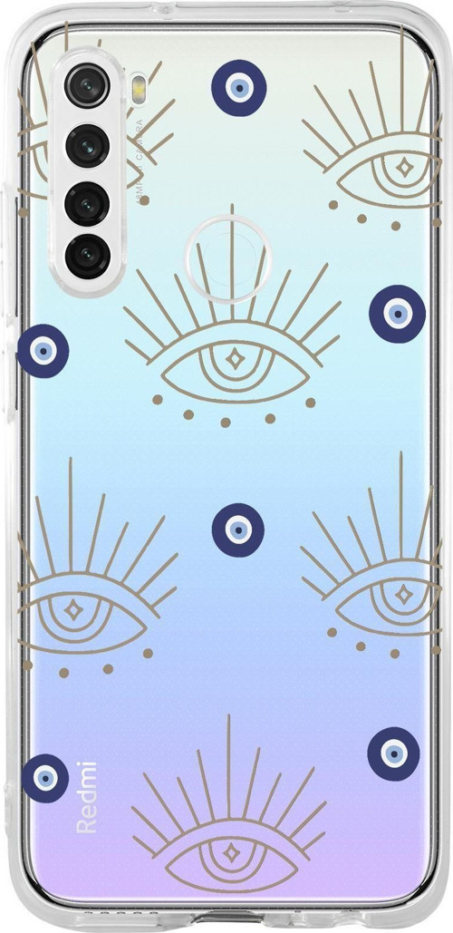 Xiaomi Redmi Note 8 Uyumlu Evil Eye Desenli Premium Şeffaf Silikon Kılıf