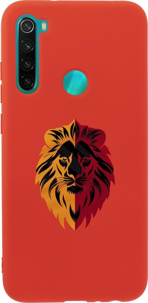 Xiaomi Redmi Note 8 Uyumlu Sarı Kırmızı Aslan Desenli Premium Silikonlu Telefon Kılıfı