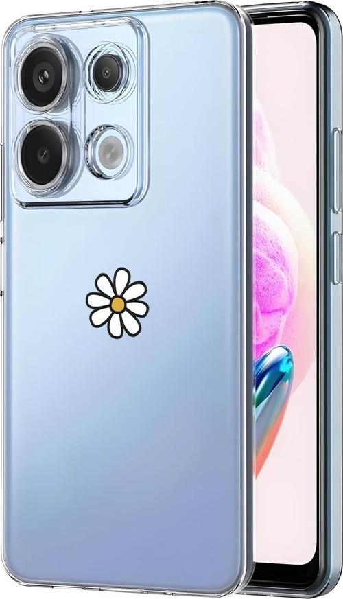 Xiaomi Redmi Note 13 Pro 4G Uyumlu Papatya Desenli Premium Silikonlu Şeffaf Telefon Kılıfı