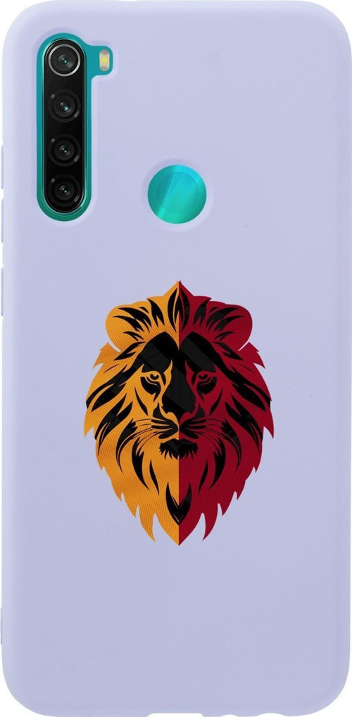 Xiaomi Redmi Note 8 Uyumlu Sarı Kırmızı Aslan Desenli Premium Silikonlu Telefon Kılıfı