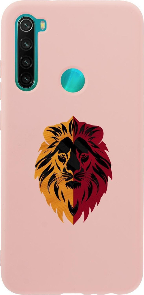 Xiaomi Redmi Note 8 Uyumlu Sarı Kırmızı Aslan Desenli Premium Silikonlu Telefon Kılıfı