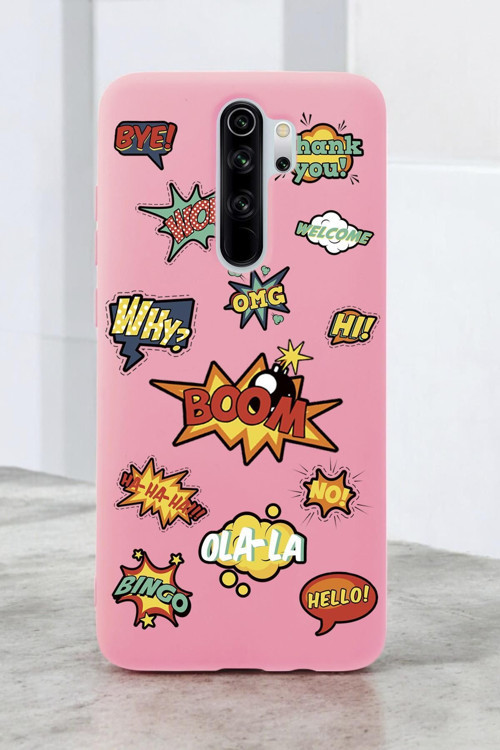 Xiaomi Redmi Note 8 Pro Uyumlu Stickers Desenli Premium Silikonlu Lansman Telefon Kılıfı