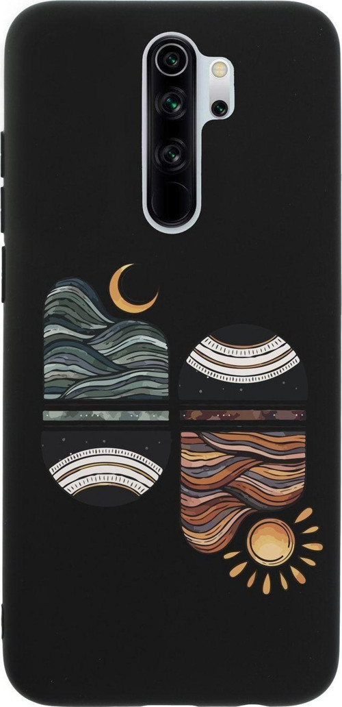 Xiaomi Redmi Note 8 Pro Uyumlu Sunset Wave Premium Silikonlu Siyah Telefon Kılıfı