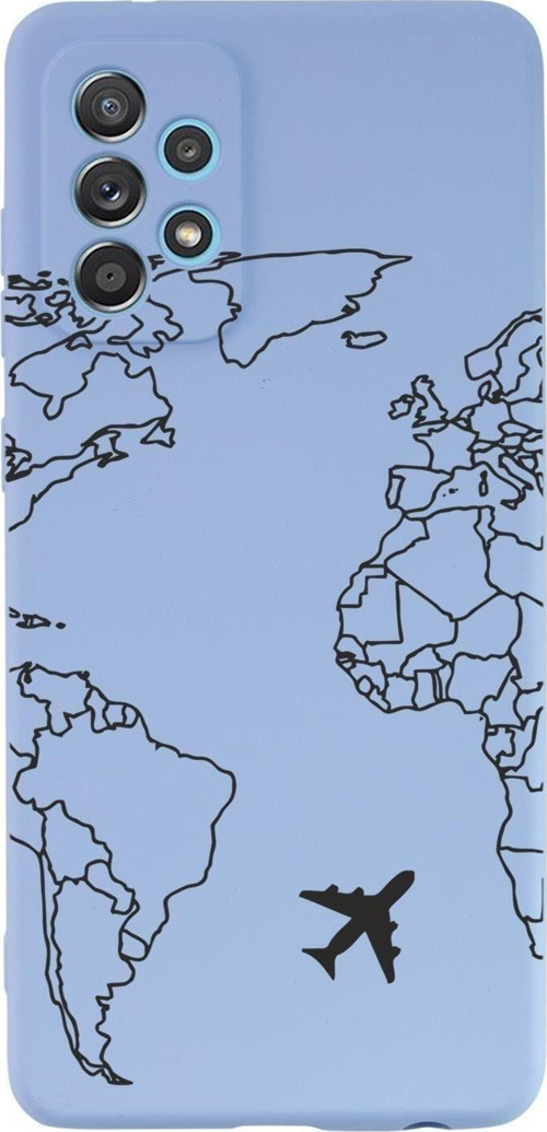 Samsung Galaxy A13 Uyumlu World Map Lines Desenli Premium Silikonlu Lansman Telefon Kılıfı