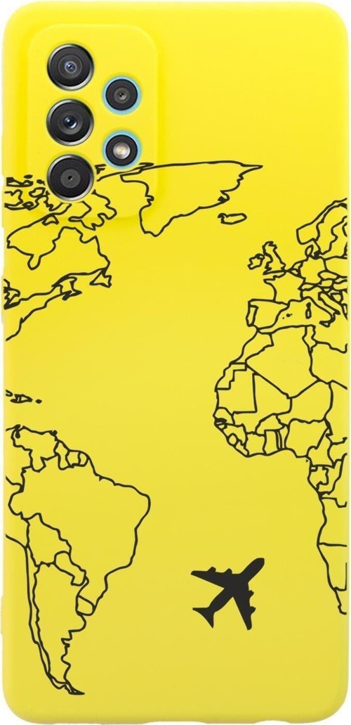 Samsung Galaxy A13 Uyumlu World Map Lines Desenli Premium Silikonlu Lansman Telefon Kılıfı