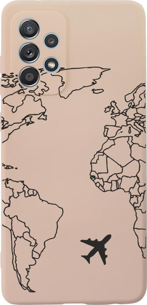 Samsung Galaxy A13 Uyumlu World Map Lines Desenli Premium Silikonlu Lansman Telefon Kılıfı