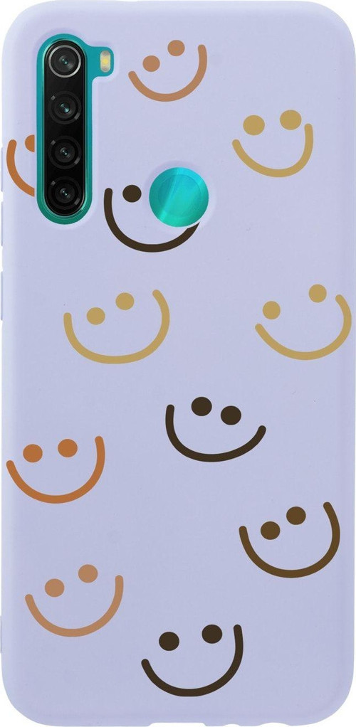 Xiaomi Redmi Note 8 Smile Premium Silikonlu Lila Telefon Kılıfı