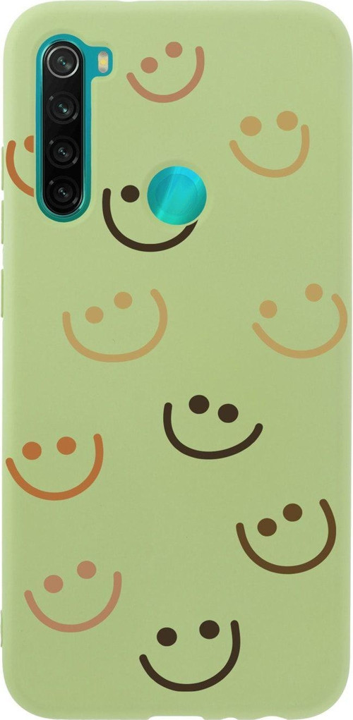 Xiaomi Redmi Note 8 Smile Premium Silikonlu Yeşil Telefon Kılıfı