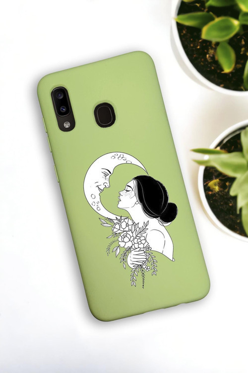 Samsung Galaxy A30 Uyumlu Moon And Women Desenli Premium Silikonlu Lansman Telefon Kılıfı