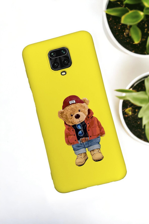 Xiaomi Redmi Note 9 Pro / Note 9S Uyumlu Teddy Bear Desenli Premium Silikonlu Lansman Telefon Kılıfı