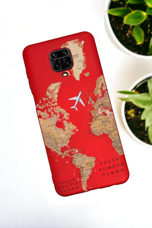 Xiaomi Redmi Note 9 Pro / Note 9S Uyumlu Dünya Harita Desenli Premium Silikonlu Lansman Telefon Kılı