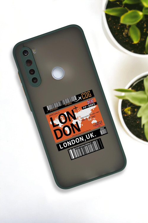 Xiaomi Redmi Note 8 Uyumlu London Yaprak Desenli Buzlu Şeffaf Lüx Telefon Kılıfı
