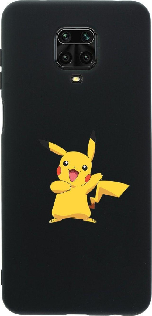 Xiaomi Redmi Note 9 Pro Pikachu Premium Silikonlu Siyah Telefon Kılıfı