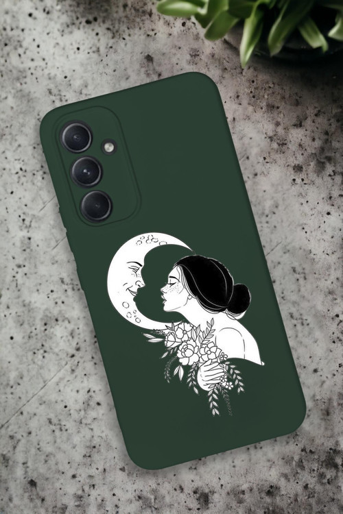 Samsung Galaxy A34 Uyumlu Moon And Women Desenli Premium Silikonlu Lansman Telefon Kılıfı