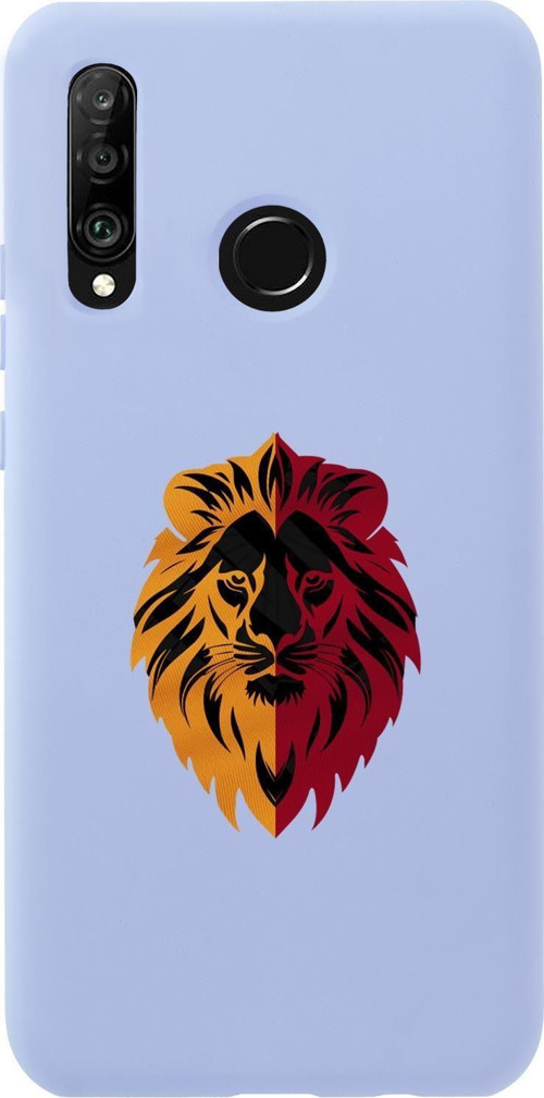 Huawei P30 Lite Uyumlu Sarı Kırmızı Aslan Desenli Premium Silikonlu Telefon Kılıfı