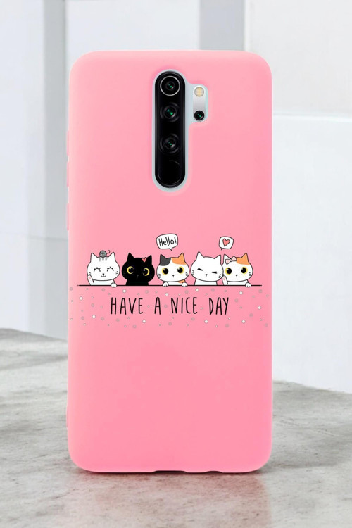 Xiaomi Redmi Note 8 Pro Uyumlu Şirin Kedicikler Desenli Premium Silikonlu Lansman Telefon Kılıfı