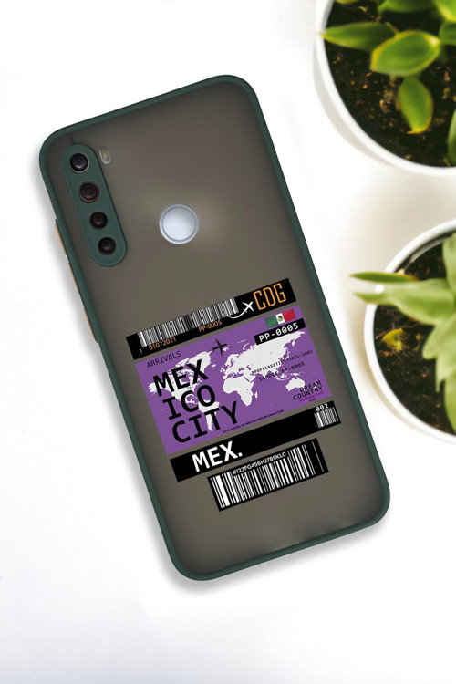 Xiaomi Redmi Note 8 Uyumlu Mexico Ticket Desenli Buzlu Şeffaf Lüx Telefon Kılıfı