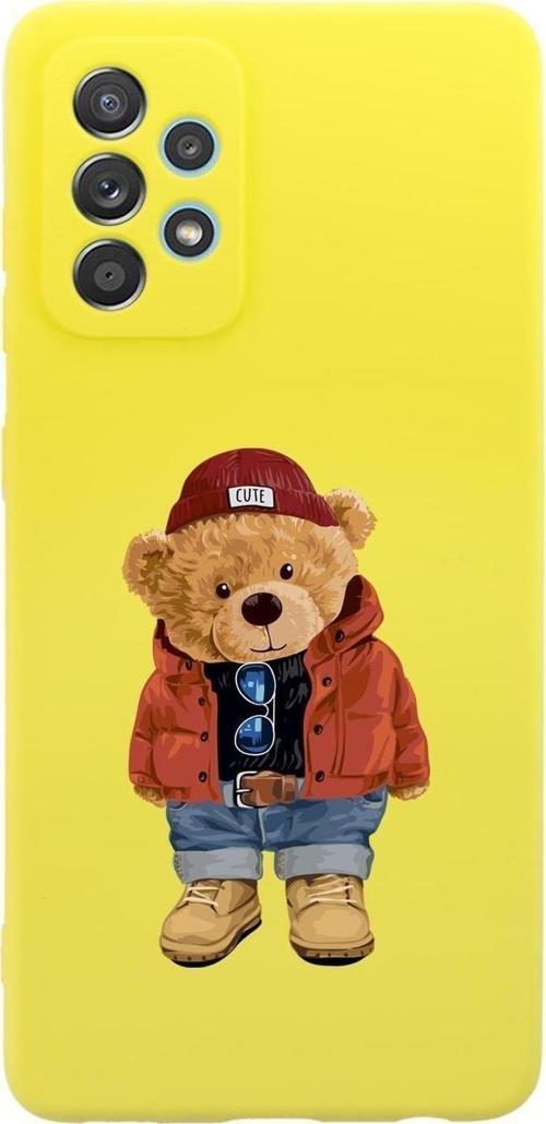 Samsung Galaxy A53 Uyumlu Teddy Bear Desenli Premium Silikonlu Lansman Telefon Kılıfı