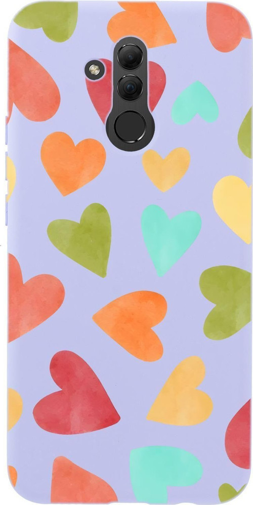 Huawei Mate 20 Lite Uyumlu Renkli Kalpler Desenli Premium Silikonlu Telefon Kılıfı