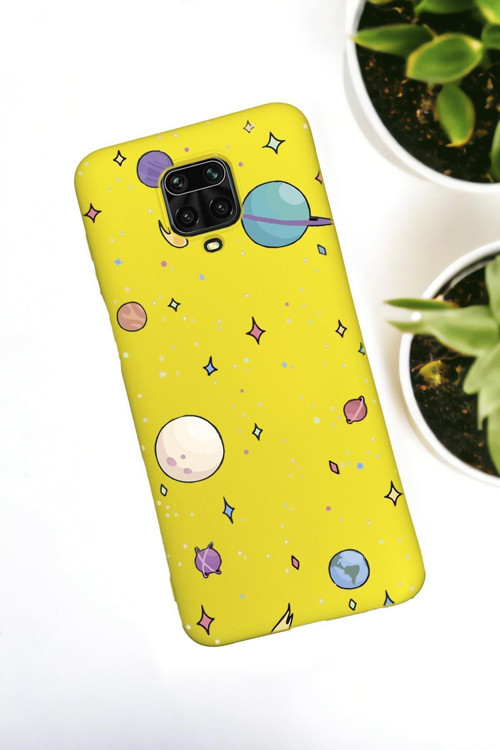 Xiaomi Redmi Note 9 Pro / Note 9S Uyumlu Gezegenler Desenli Premium Silikonlu Lansman Telefon Kılıfı