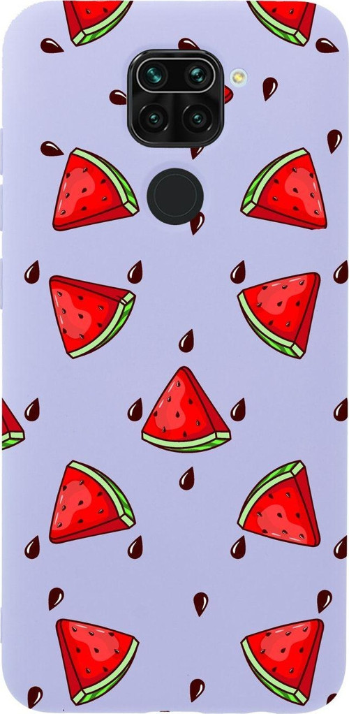 Xiaomi Redmi Note 9 Karpuz Dilimleri Premium Silikonlu Lila Telefon Kılıfı