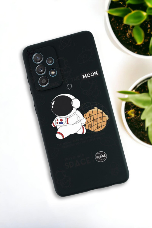 Samsung Galaxy A33 Uyumlu Sevimli Astronot Desenli Premium Silikonlu Lansman Telefon Kılıfı