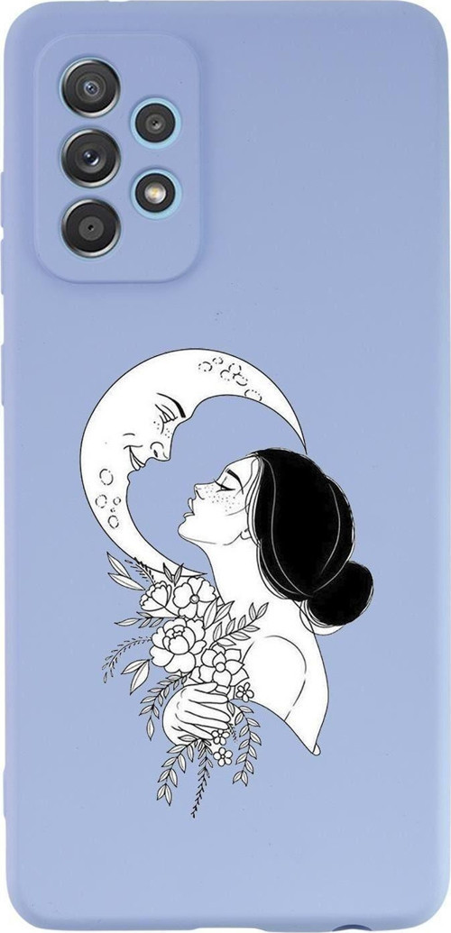 Samsung Galaxy A53 Uyumlu Moon And Women Desenli Premium Silikonlu Lansman Telefon Kılıfı