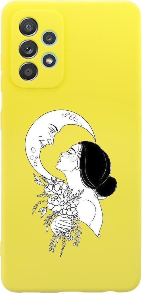 Samsung Galaxy A53 Uyumlu Moon And Women Desenli Premium Silikonlu Lansman Telefon Kılıfı