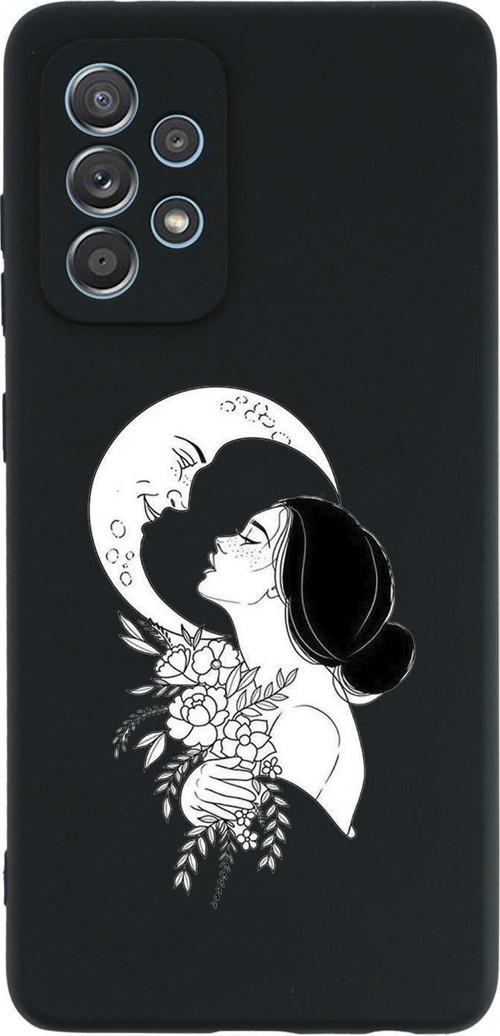 Samsung Galaxy A53 Uyumlu Moon And Women Desenli Premium Silikonlu Lansman Telefon Kılıfı